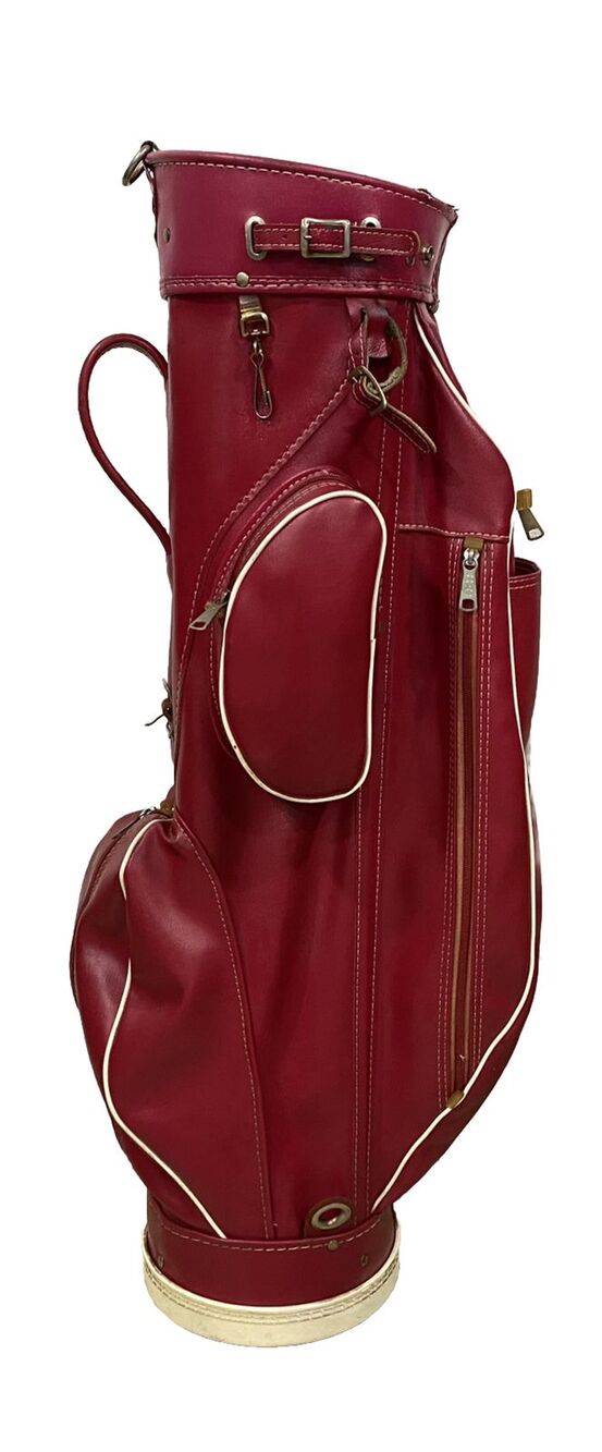 Vintage Wilson Country Club Red Golf Club Bag Made In USA RARE RED LEATHER COLOR